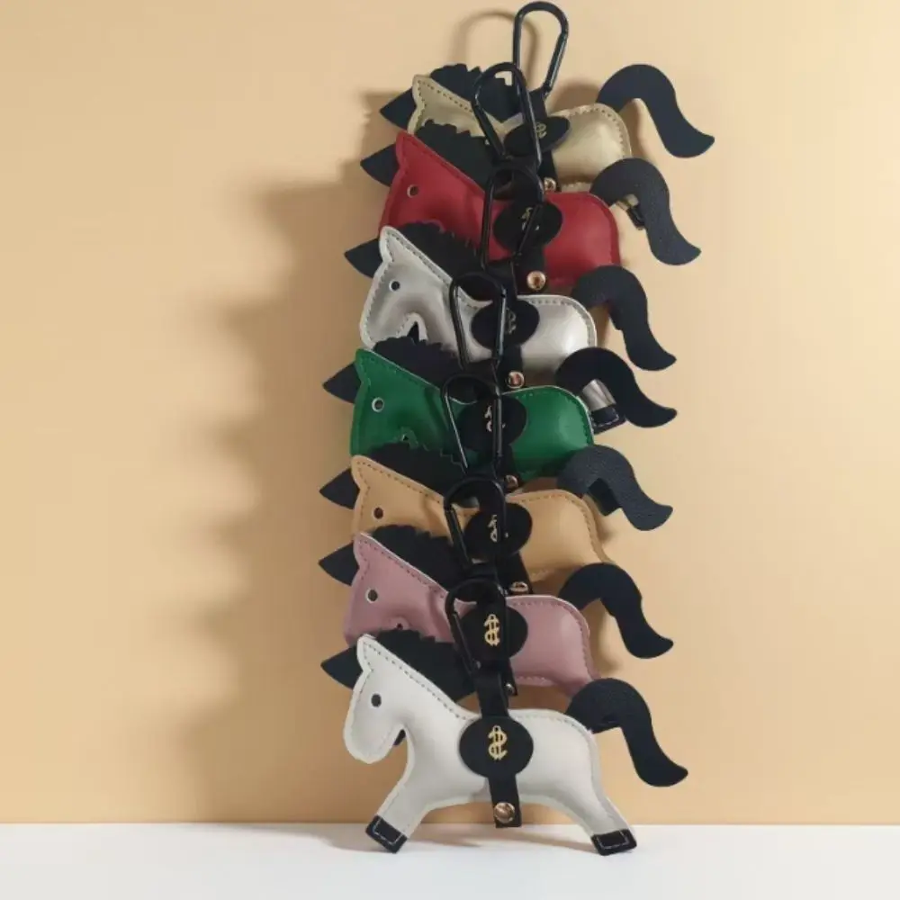 Creativity Multi-color Horse Pendant Handmade Stitching PU Leather Keychain Niche Design High Quality Bag Pendant Gift