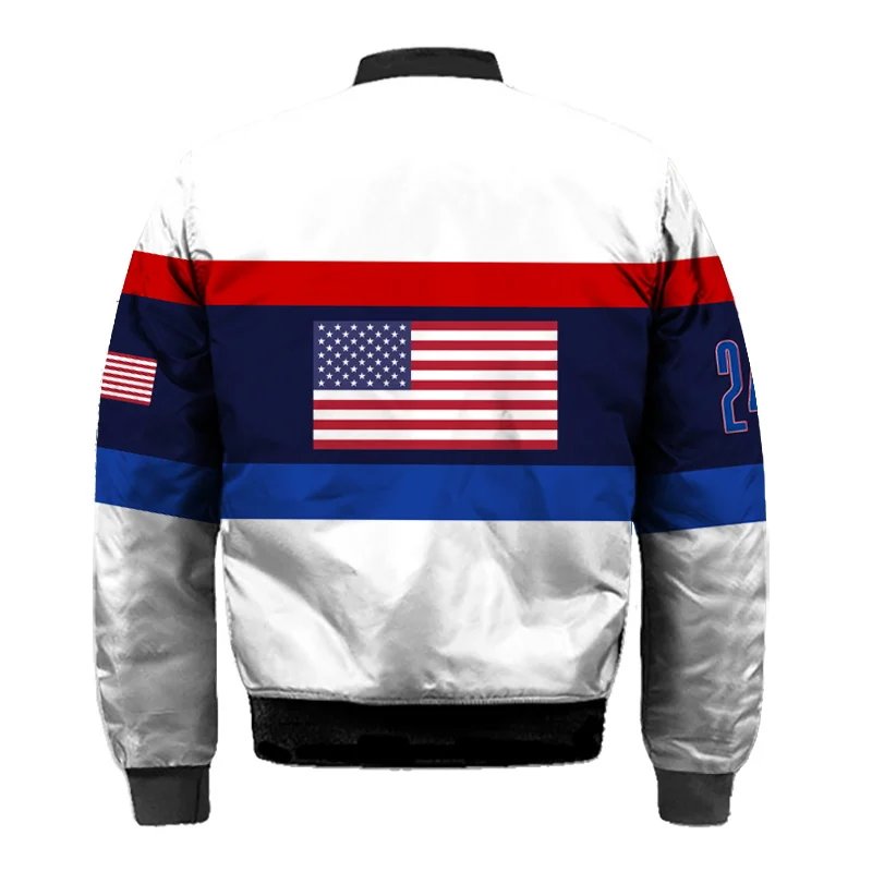 2024 USA Opening Ceremony Team Uniforms Oversized Men's Women's Bomber Jackets Fashionable Autumn and Winter Cotton Jackets