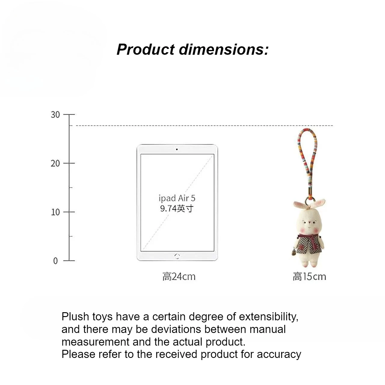 Kaninchenpuppe, handgefertigt, PP-Baumwolle, Kaninchen-Weihnachts-Schlüsselanhänger, nordischer Dressing, Kaninchen, ländliche Sammlung, handgefertigte Puppe, Weihnachtsgeschenk