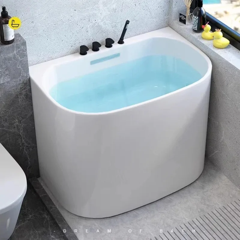 

Deep soaking small bathtub Small apartment Household sitting independent integrated Japanese mini bathtub Acrylic movable 0.8