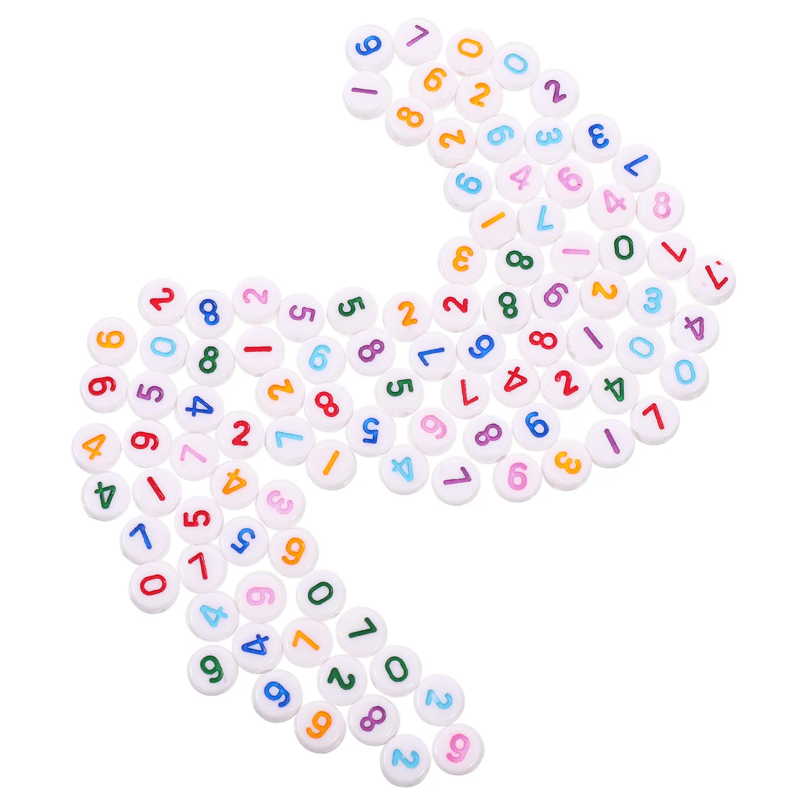 500Pcs Hand String Beads Acrylic Number 0-9 Colorful Mixed Round Smooth Spacer Beads for DIY Jewelry Making Bracelet Necklace