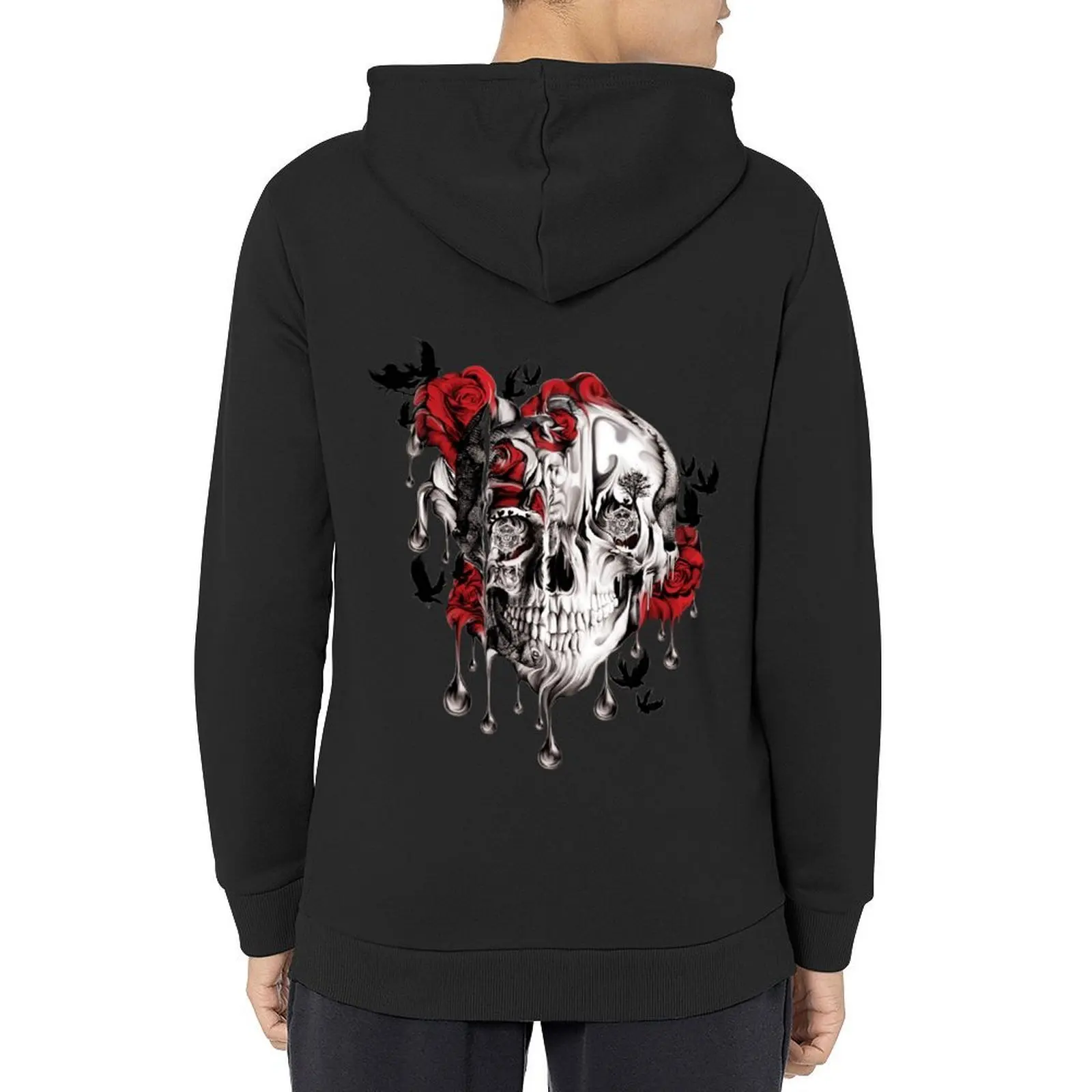 

Melt down, grunge rose skull Hoodie japanese style korean autumn clothes autumn clothes men wear hoodies and sweatshirts new