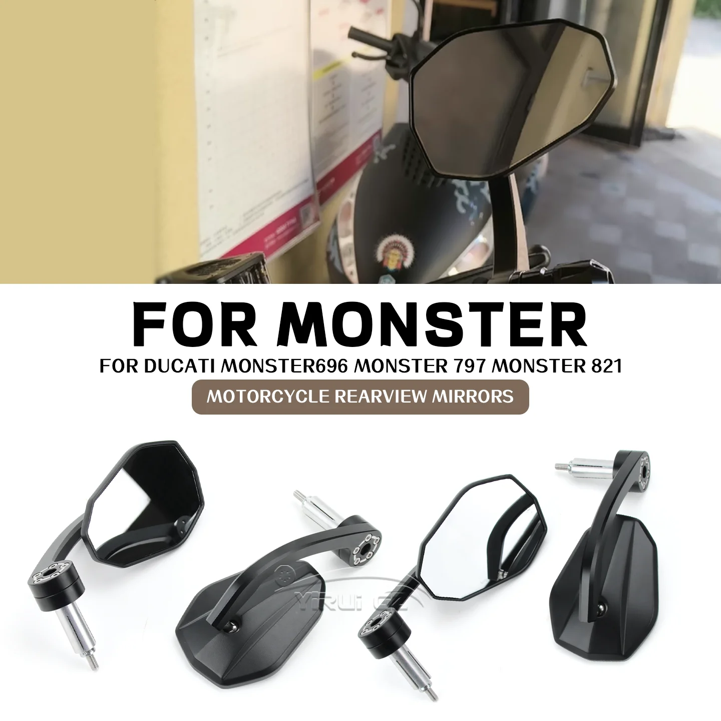 

Мотоциклетные зеркала, зеркала на руль, универсальное мотоциклетное зеркало, широкое видение для Ducati Monster 696 Monster 797 Monster 821 696 797