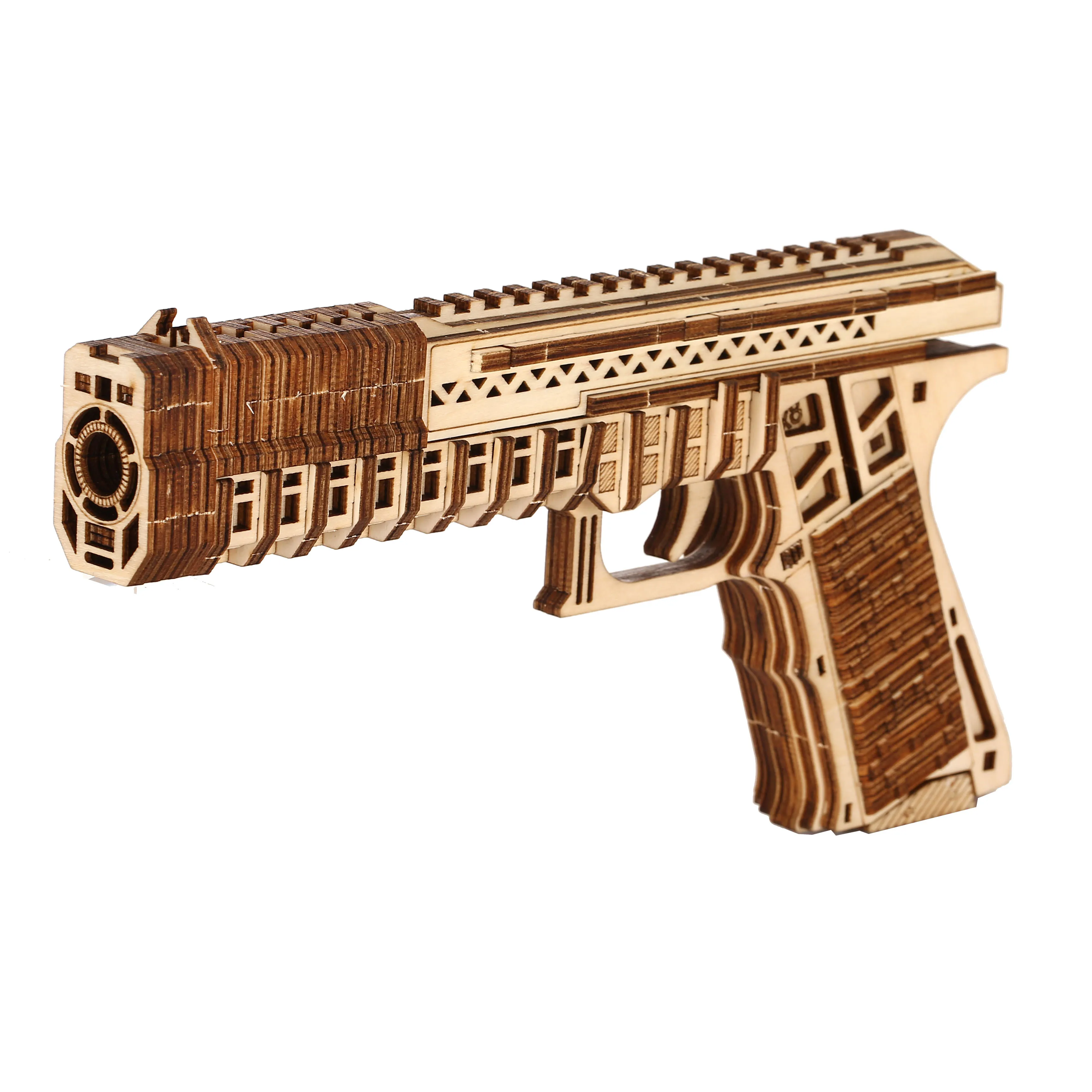 pistol Model DIY 3D Wooden Puzzle Building Block Kits Assembly Toy Birthday Gift For Kids Adult Home Decor