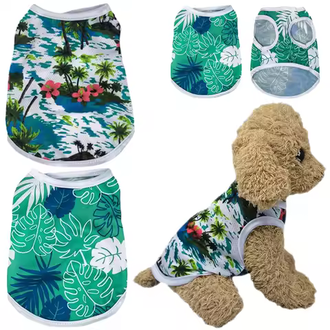 Dog Clothes Mesh Breathable Puppy Vest Summer Dogs T-shirt Cats Apparel Fashion Print Yorkshire Pug Costume Pet Cheap Clothing