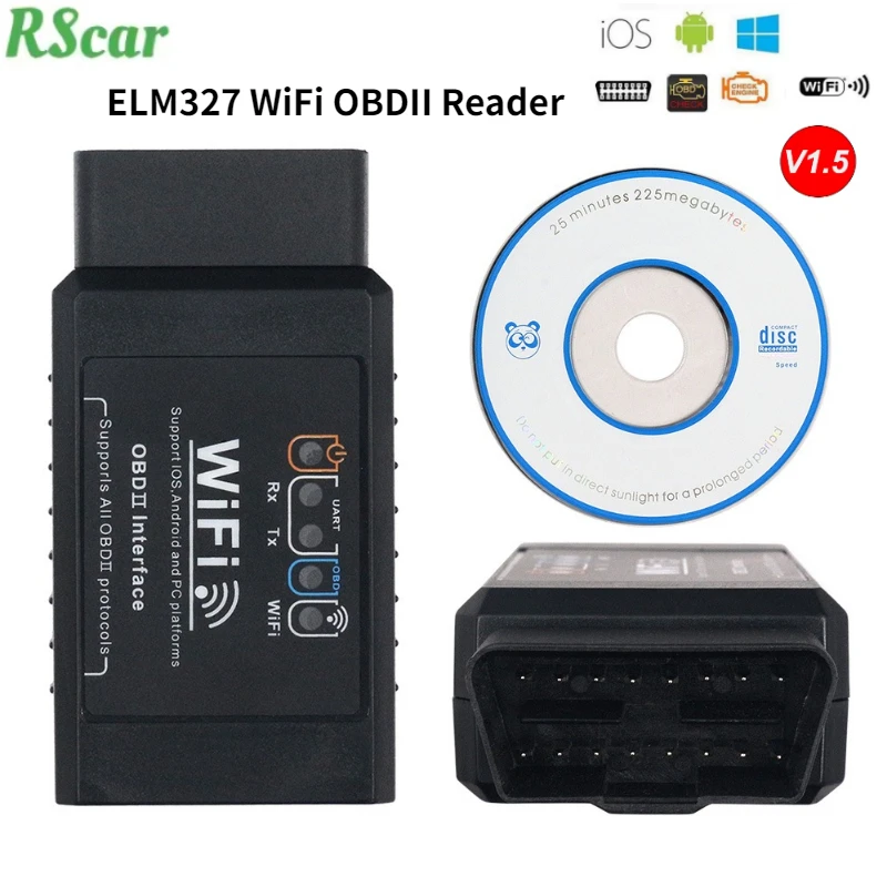 New ELM 327 V1.5 WIFI OBD2 Reader Scanner Car Diagnostic Tools V1.5 WIFI for Android/IOS OBD 2 OBD2 Automotive Fault Detector