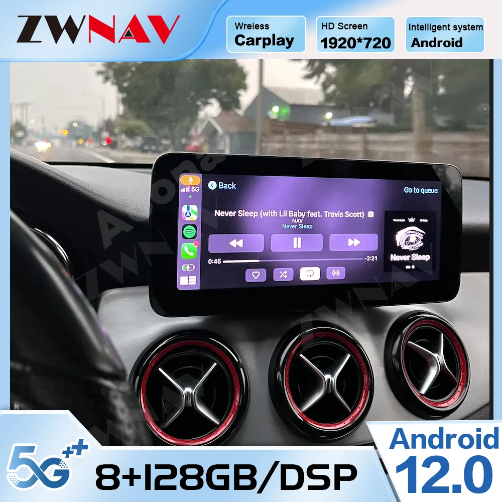 

Android 12 Wireless Auto CarPlay For Mercedes Benz CLA C117 2012-2018 Car Multimedia Navigation GPS SWC DSP 4G WiFi Netflix