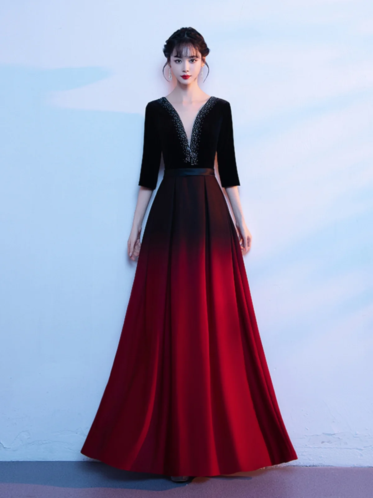 

Костюм для выступлений хора Red Song, женская длинная юбка, элегантная одежда для взрослых ведущих, для конкурсов и сценических выступлений