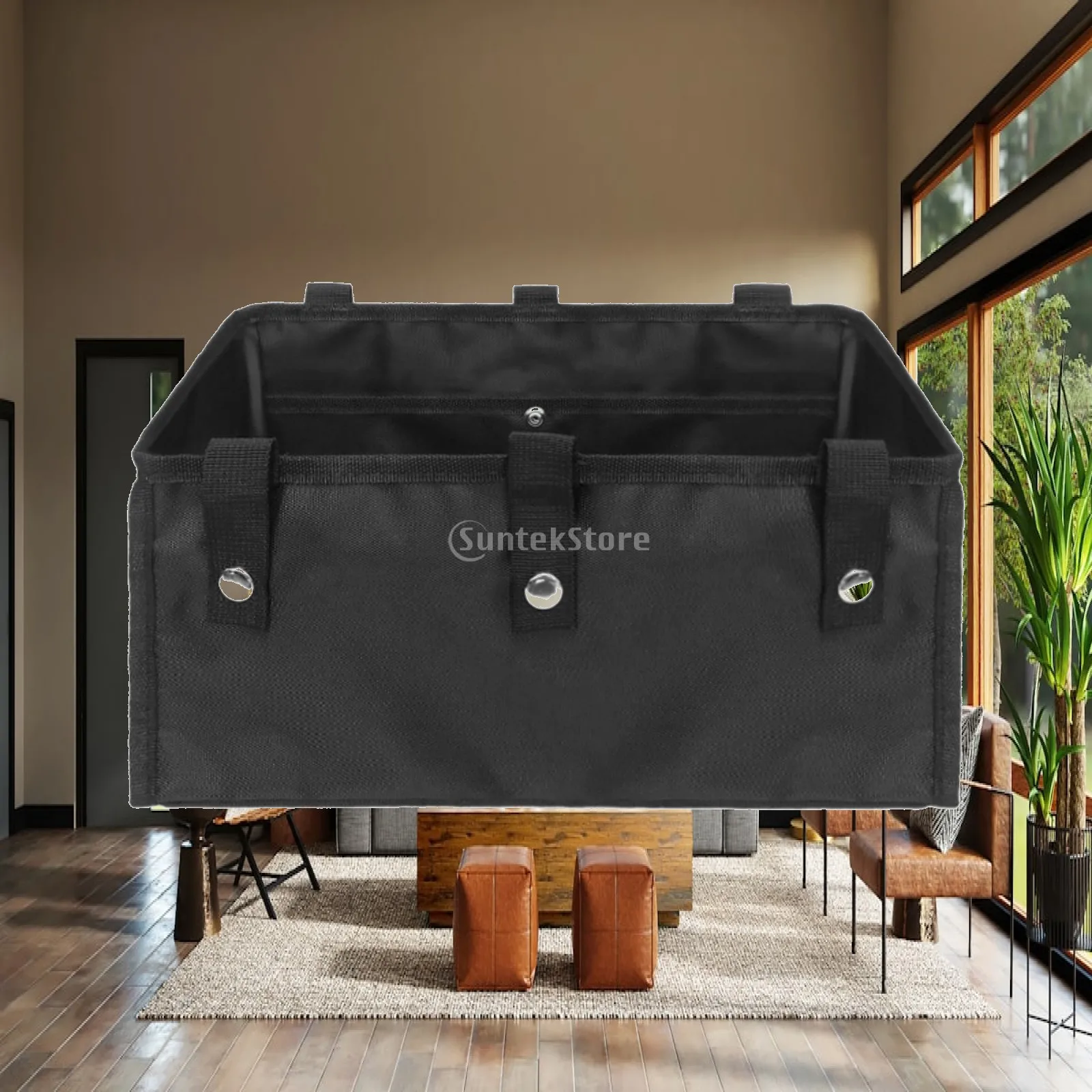 Under Seat Walker Pouch for Rollator Black Polyester Storage Bag with Metal Snaps and Inner Pockets for Travel