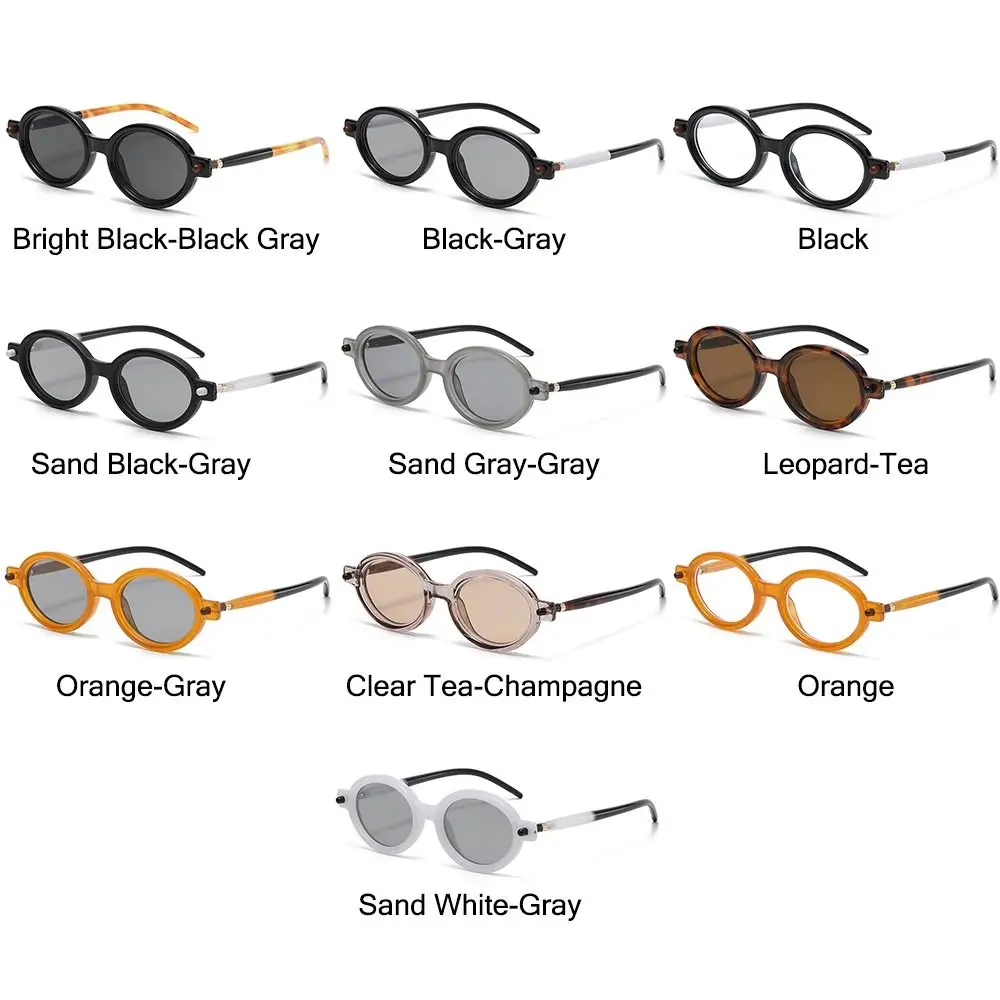 Punk Small Oval Sunglasses Vintage Trendy Literary Round Frame Sun Glasses Hip Hop Flat Glasses for Women & Men