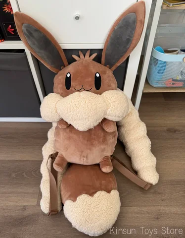 In Stock Kawaii Eevee Large Size Plush Backpack Soft Fluffy Doll 2 In 1 Plush Pillow For Cosplay Anime Peripheral Surprise Gift