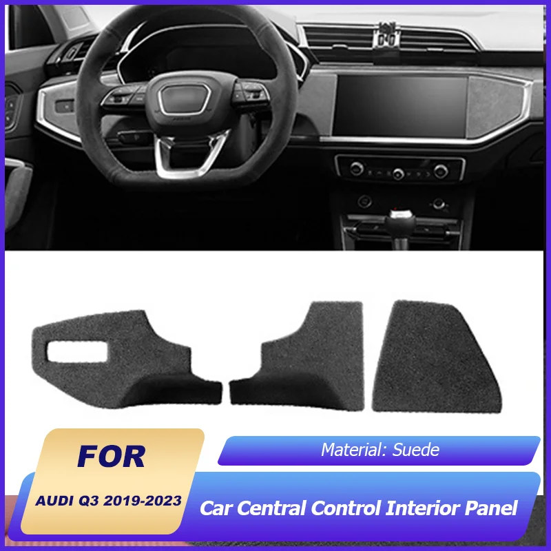 

for Audi Q3 2019~2023 2022 2021 Suede Car Center Consoles Hybrid Gear Shift Panel Cover Frame Sticker Interior Car Accessorie