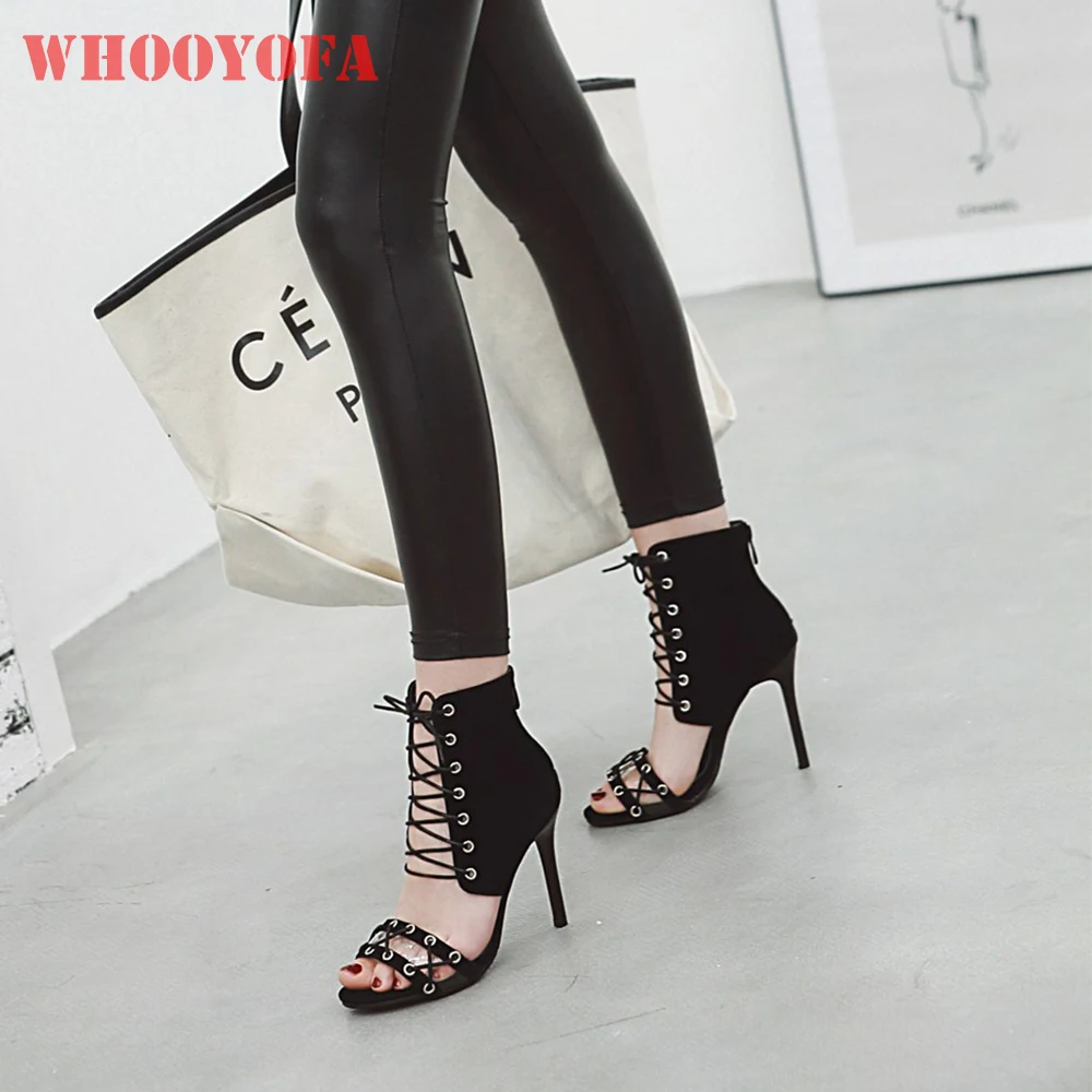 

2026 Summer Sexy Women Sandals Round Toe 4 inches High Thin Heel Lady Dress Shoes Small Big Plus Size 10 32 46 Ankle Strap