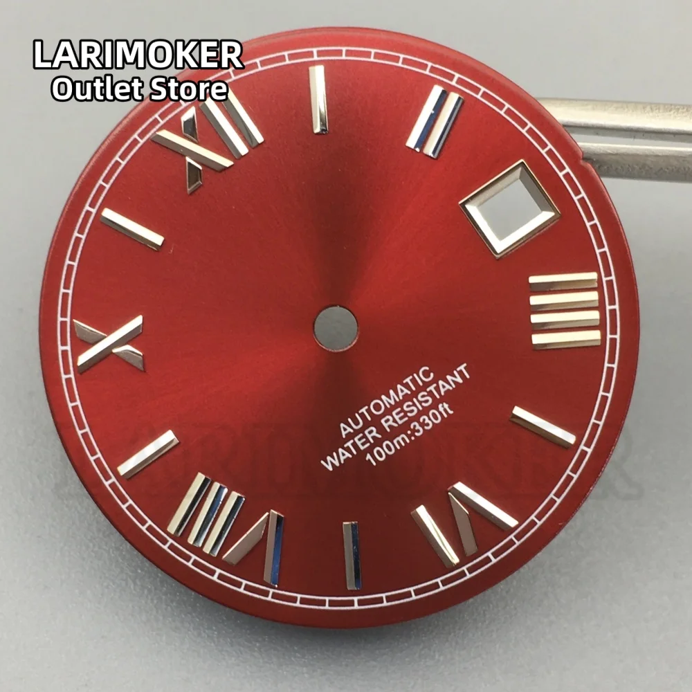 LARIMOKER ساعة الطلب 29 مللي متر الأرقام الرومانية Sunburs الطلب نافذة التاريخ لا مضيئة ل NH35 ETA2824 ميوتا 8215 حركة الملحقات