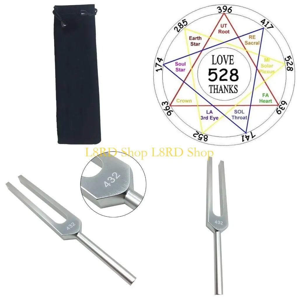 

L8RD 432 Hz Aluminum Tuning Fork with Carry Bag for Ultimate Healing and Relaxation Sensory