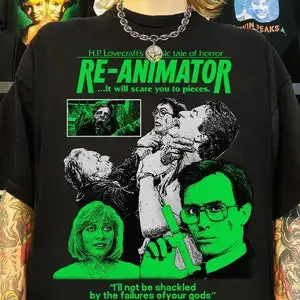 تي شيرت Re-Animator 1985 - قميص رعب 80s، قميص فيلم ريترو، تي شيرت كلاسيكي لفيلم Reanimator في الثمانينيات
