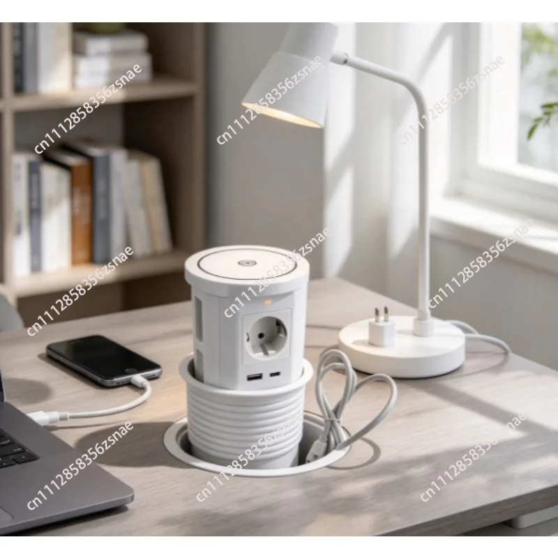 Lifting Desk Power Automatic Pop Up Elevator Socket Tower Socket US UK UN Plug Adapter USB 15W Wireless Charge ,Hidden розетка