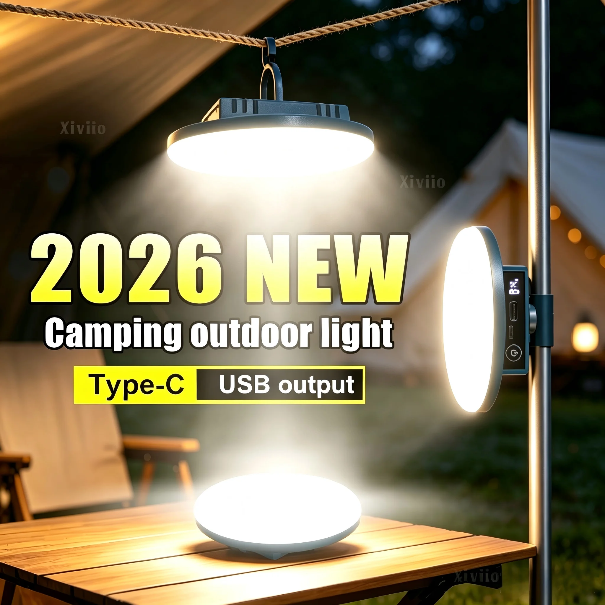 Xiviio New Rechargeable LED Camping Lantern with Magnet Strong Light Portable Flashlight Tent Light Work Repair Lighting