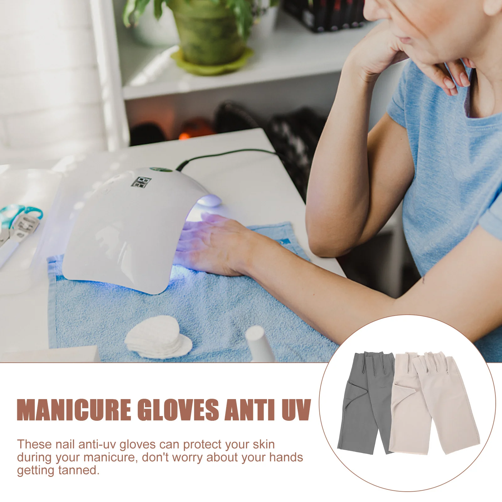 

2Pairs Uv Protection Nail Anti Gloves Breathable Comfortable Gel Manicure Gloves Fingerless for Women Nail Salon Supplies