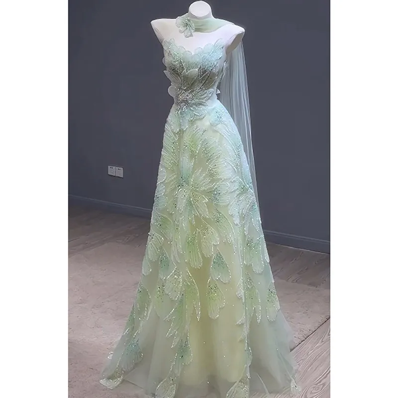 eye catching party dresses Tea Length Half Sleeves Green Prom Dress Short Party Dress PSK362 US2 / Green