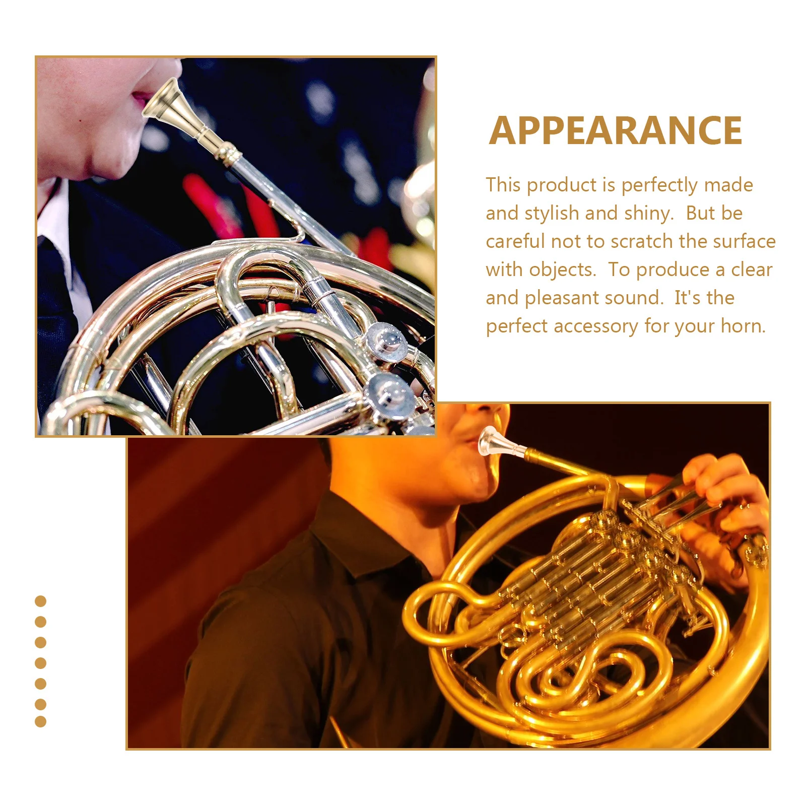 

Copper Horn Replacement Part Durable Useful Accessory for Beginners Smooth Tone Portable Practice Horn Replacement