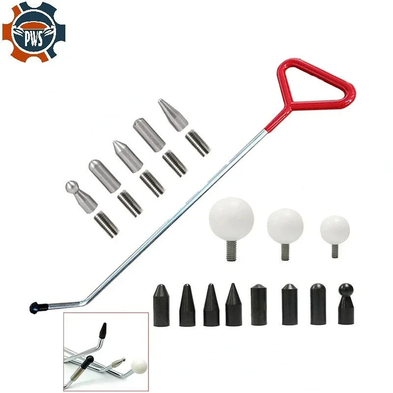 

New Car Dent Repair Hooks Stainless Steel Push Rods, Auto Dent Removal Crowbar Kit For Cars Body dents and Hail Damage Removal