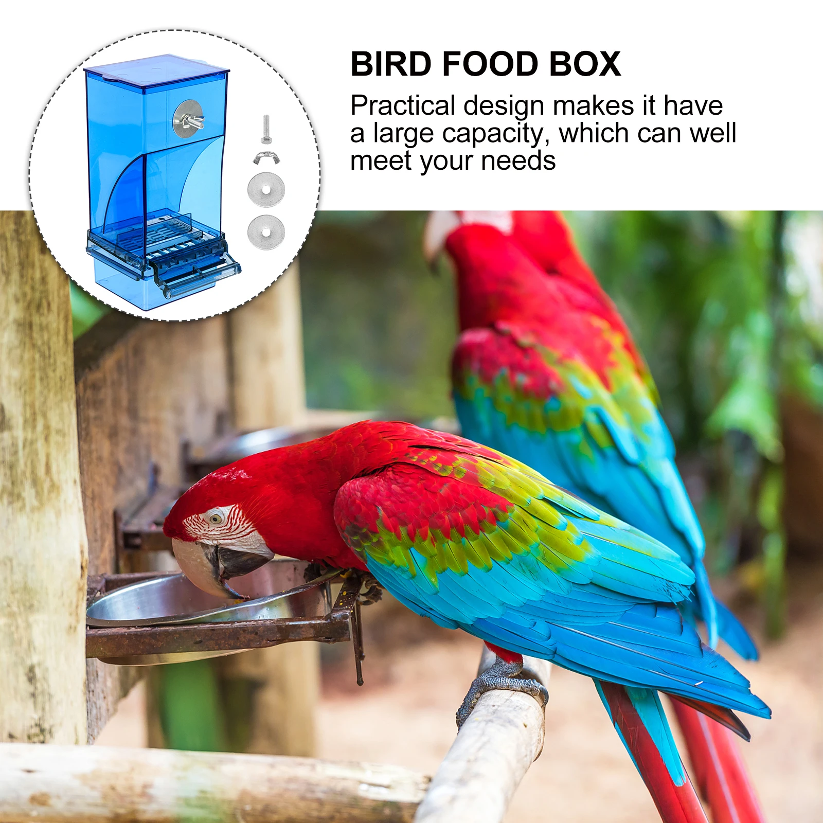 

Automatic Acrylic Bird 2 Pack Feeding Container Large Capacity Self-Sliding Design For Pet Birds Parrot