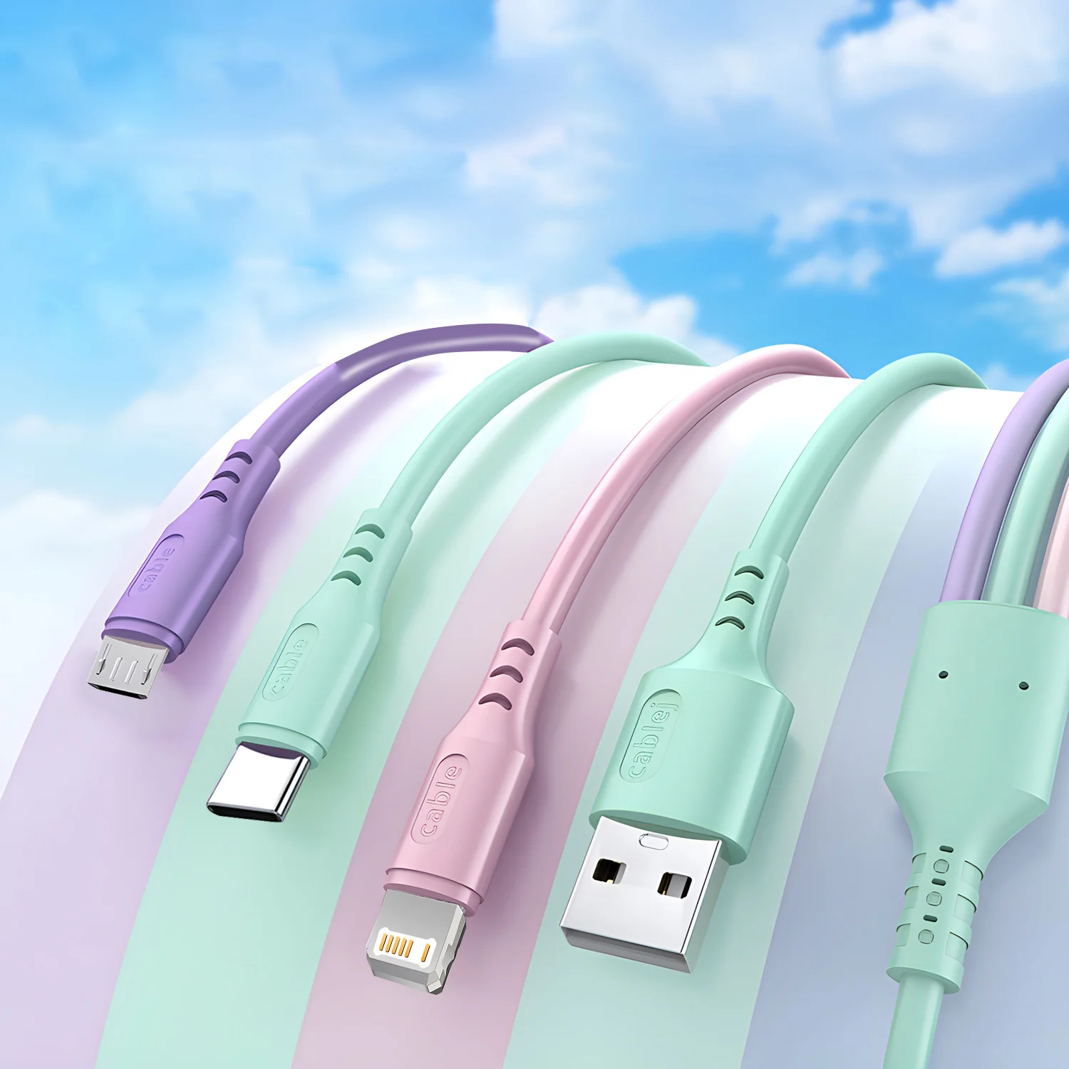 Micro USB Type C 3 In 1 Charger Cable Multi Port Multiple Usb Charging Cord Mobile Phone Wire