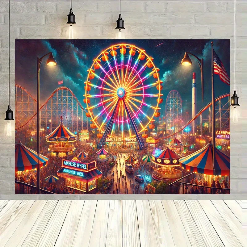 1 piece of amusement park Ferris wheel background cloth - suitable for home decoration, parties, studios, and homesL