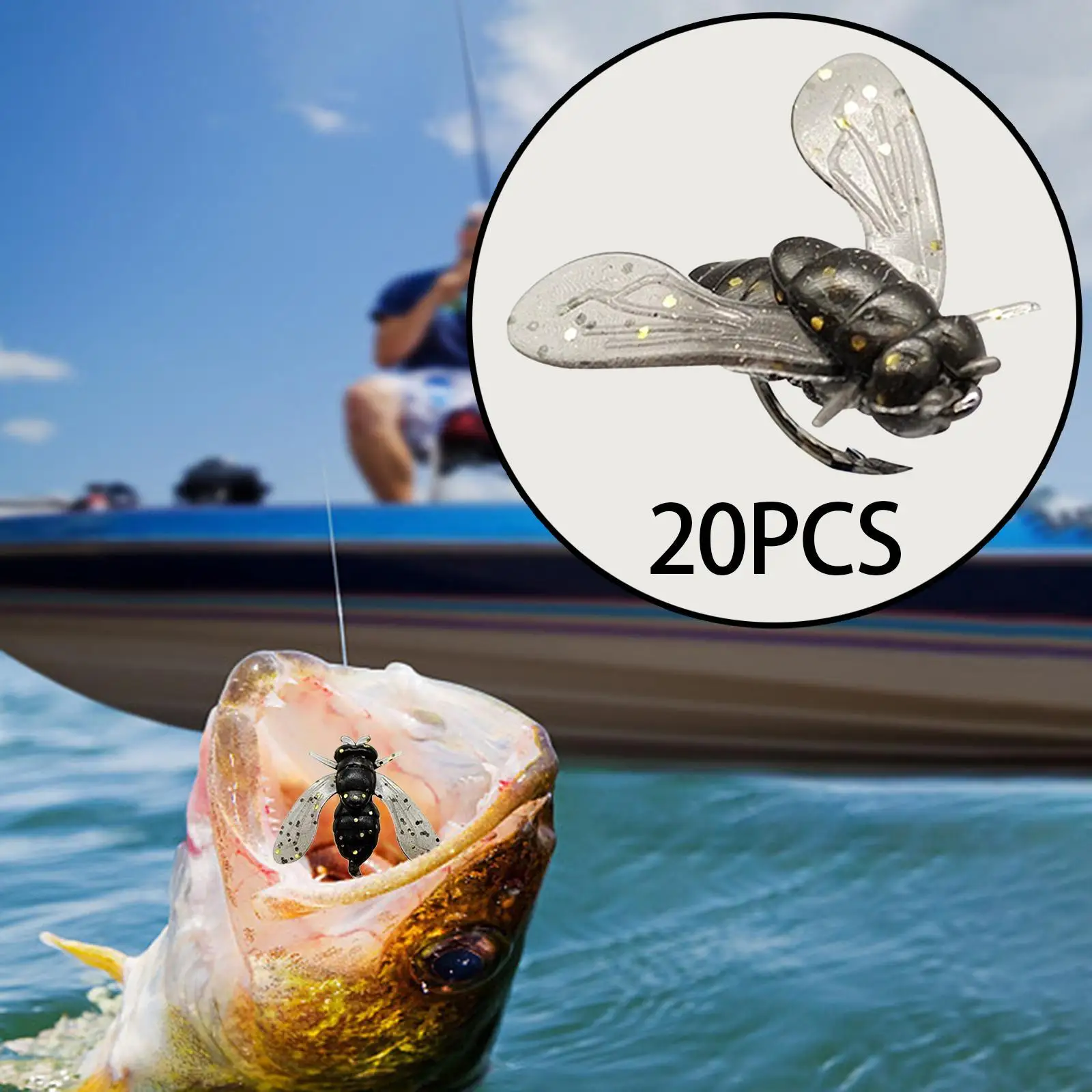 

20x Fly Fishing Fly, with Hook Realistic Lightweight Metal Fly Fishing Lures for Trout Sunfish Perch Crappie Fishing Tackle