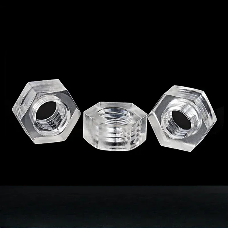 10/50pcs M2 M2.5 M3 Acrylic PC Transparent Hex Nut Polycarbonate Hexagon Locking Nuts For Lighting Lamp Installation Screws Cap