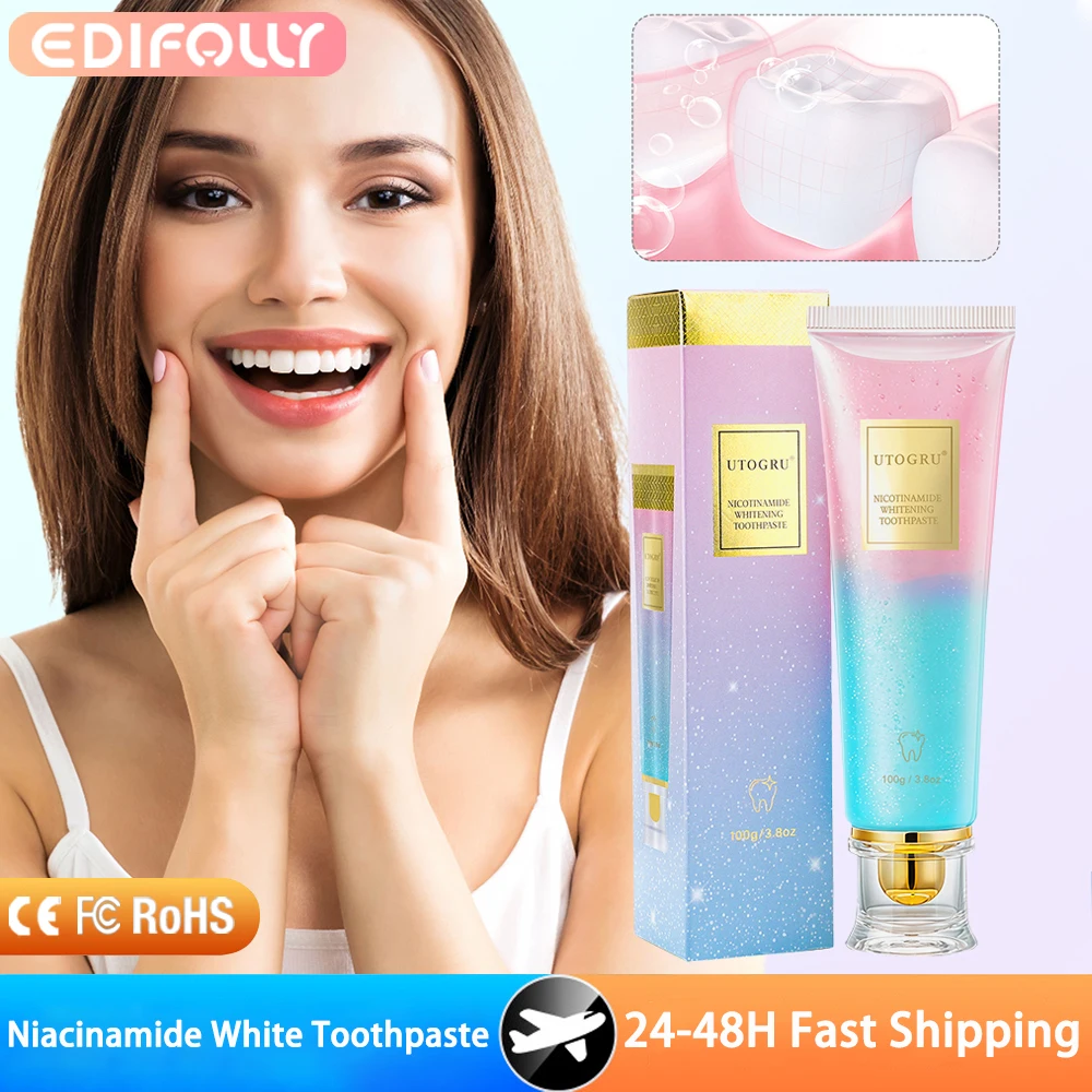 

Ниацинамидная отбеливающая зубная паста помогает уход за полостью рта, неприятный запах изо рта, удаляет пятна, уменьшает налет, зубная паста, 100 г для женщин