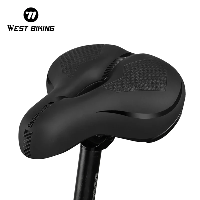 WEST BIKING Bike Saddle Cycling Wide Seat Reflective Soft Cushion Waterproof Bike Accessories Thicken MTB Bike Bicycle Saddle