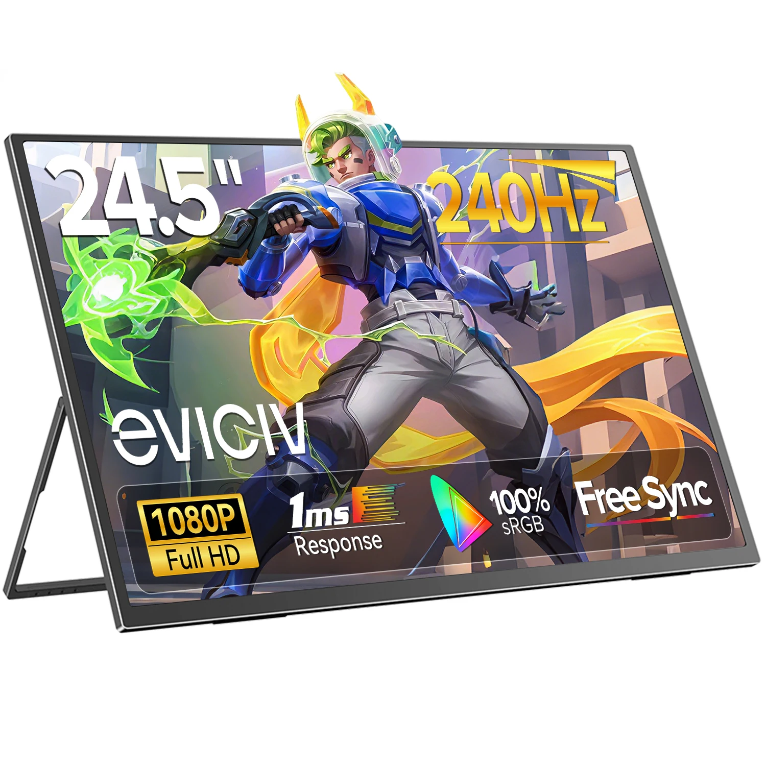 �y�Z�[�����zEVICIV 24.5�C���`�|�[�^�u���f�B�X�v���C240 Hz 460 Nits�Q�[���f�B�X�v���CFreeSync 0.1 ms����IPS����180°�����\�X�^���h/VESA USB-C HDMI��2��ʂ�������A�m�[�g�p�\�R���Q�[���@�ɓK���Ă���