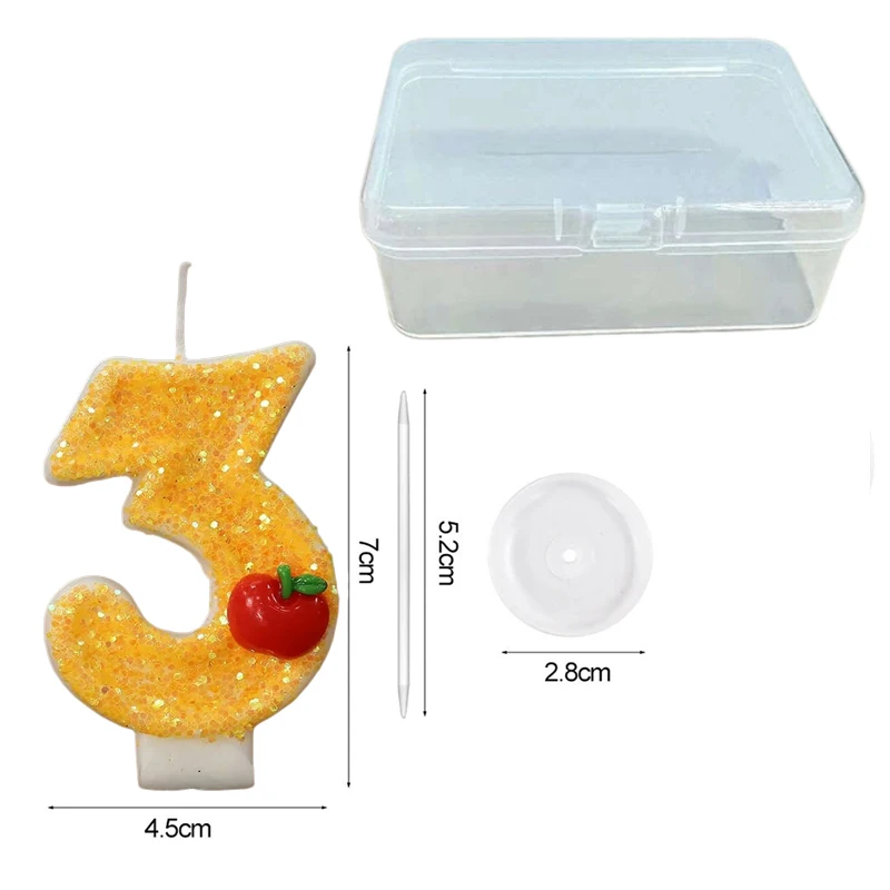 Red Apple Fresh Yellow Digital Birthday Candle - Cake Decorative Candle for Party Supplies