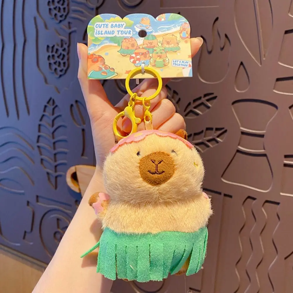 

Lovely Cartoon Plush Capybara Keychain Cute Island Style Capybara Dolls Pendant Ornaments Bag Hanging Car Keyring Gifts
