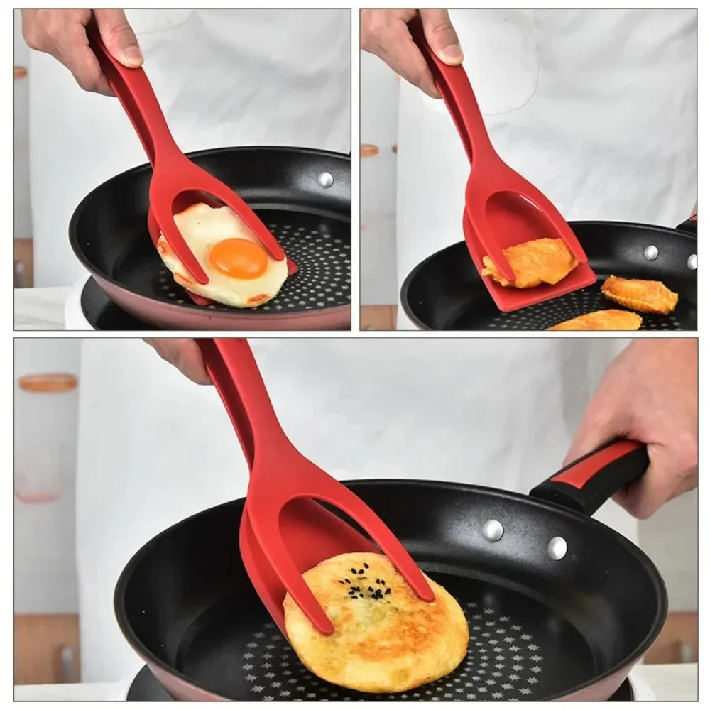 2 in 1 Grip Flip Tongs Eggs Tongs French Toast Pancake Egg Clamp Omelet Turners Cooking Tongs Gadgets Kitchen Accessories