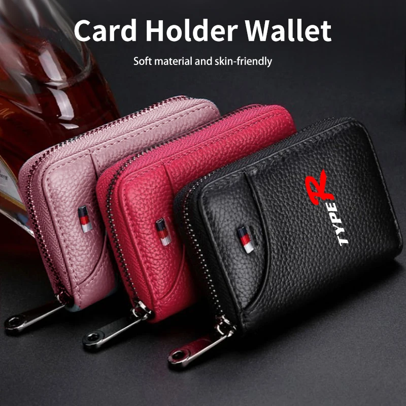 Cards Holder Wallet Leather Cash Coin Purse Organizer ID Card Bag For Honda Type R Civic Accord CRV HRV Stream City Vezel Jazz