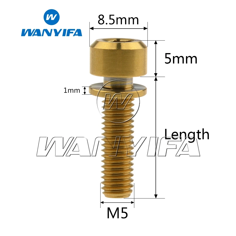 Wanyifa Titanium Bolt M5 x16 18 20MM Mountain Bike Road Bike Fixed Handlebar Stem Screws