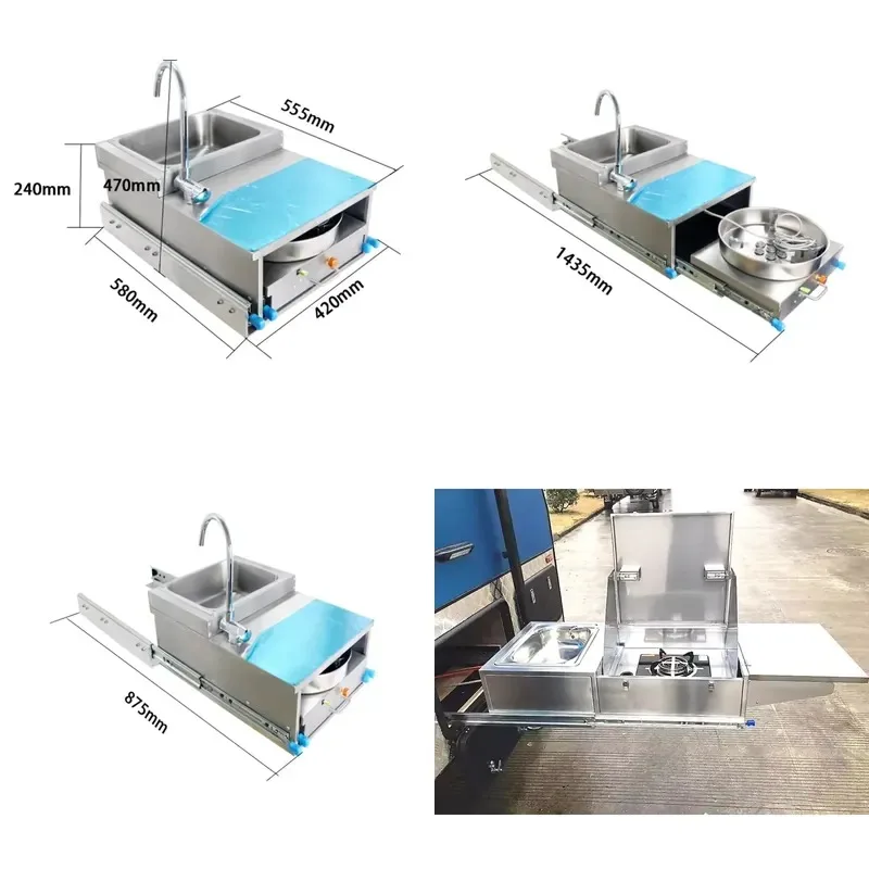 RV Trailer Accessories Outdoor Kitchen Built-in Slide-Out Stove Cooking Stool