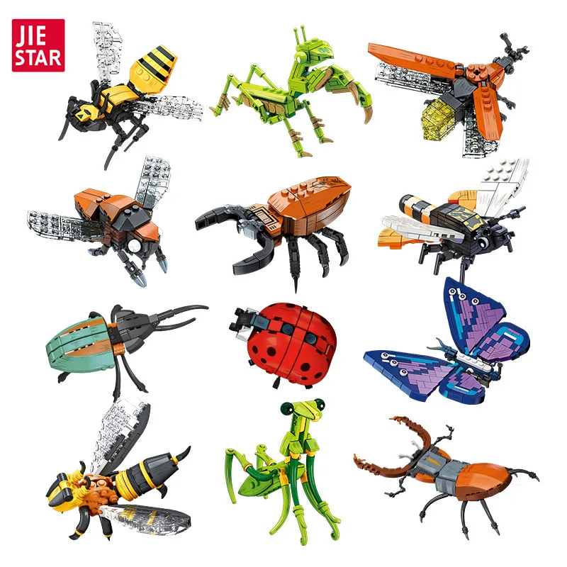 Insect Series 8-in-1 Large Type B Beetle Module DIY Small Particle Building Block Toy Model to Improve Hands-On Ability