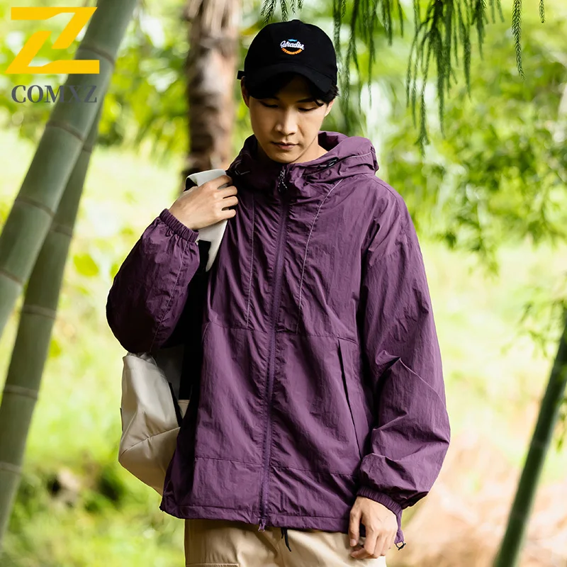 Men's Spring Autumn Softshell Jacket Windproof Thermal Outdoor Parka with Reflective Strips Fleece Lining for Hiking Casual Wear