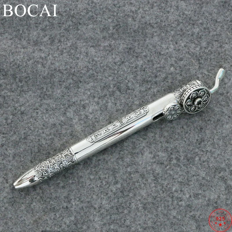 BOCAI S925 Sterling Silver Charm Pendants Signature-pen Ballpoint Eternal Vine Totem Pen Pure Argentum  Jewelry for Men Women