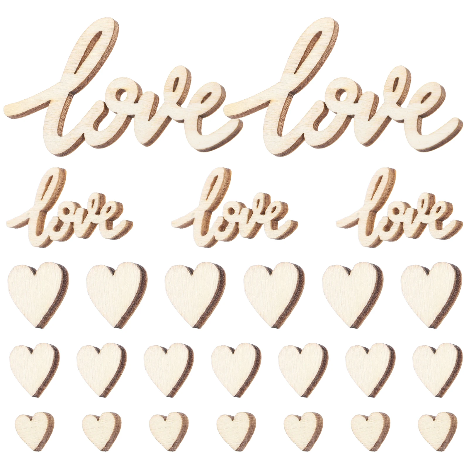 

100pcs Heart Shaped Wooden Chips Romantic Decor Valentine Crafts Beige Color DIY Sewing Accessories Wooden Letters