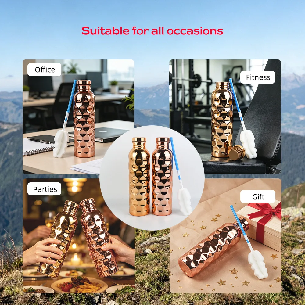 Embossed Polka Dot Stainless Steel Water Bottle Large Capacity 500ml 600ml Double Layer Vacuum Insulated for Sports Hiking
