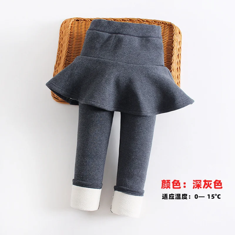 Winter Girls Legging Skirt Pant Kids Thick Warm Fake Pantskirt Children Plus Velvet Cotton Culottes Boot Cut 3-10 Years Clothes