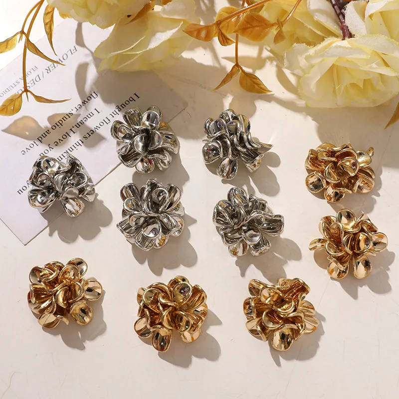 Clog Shoe Charms 1 Pc French Vintage Gold Flower Clear Crystal Jelly Resin Premium Elegant DIY Korean Princess Daily Shoe Decor
