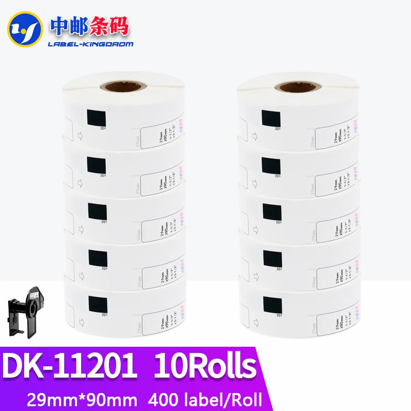 10 Refill Rolls Compatible DK-11201 Label 29mm*90mm Work for Brother Thermal Printer QL-700/QL-800 White Paper DK11201 DK-1201