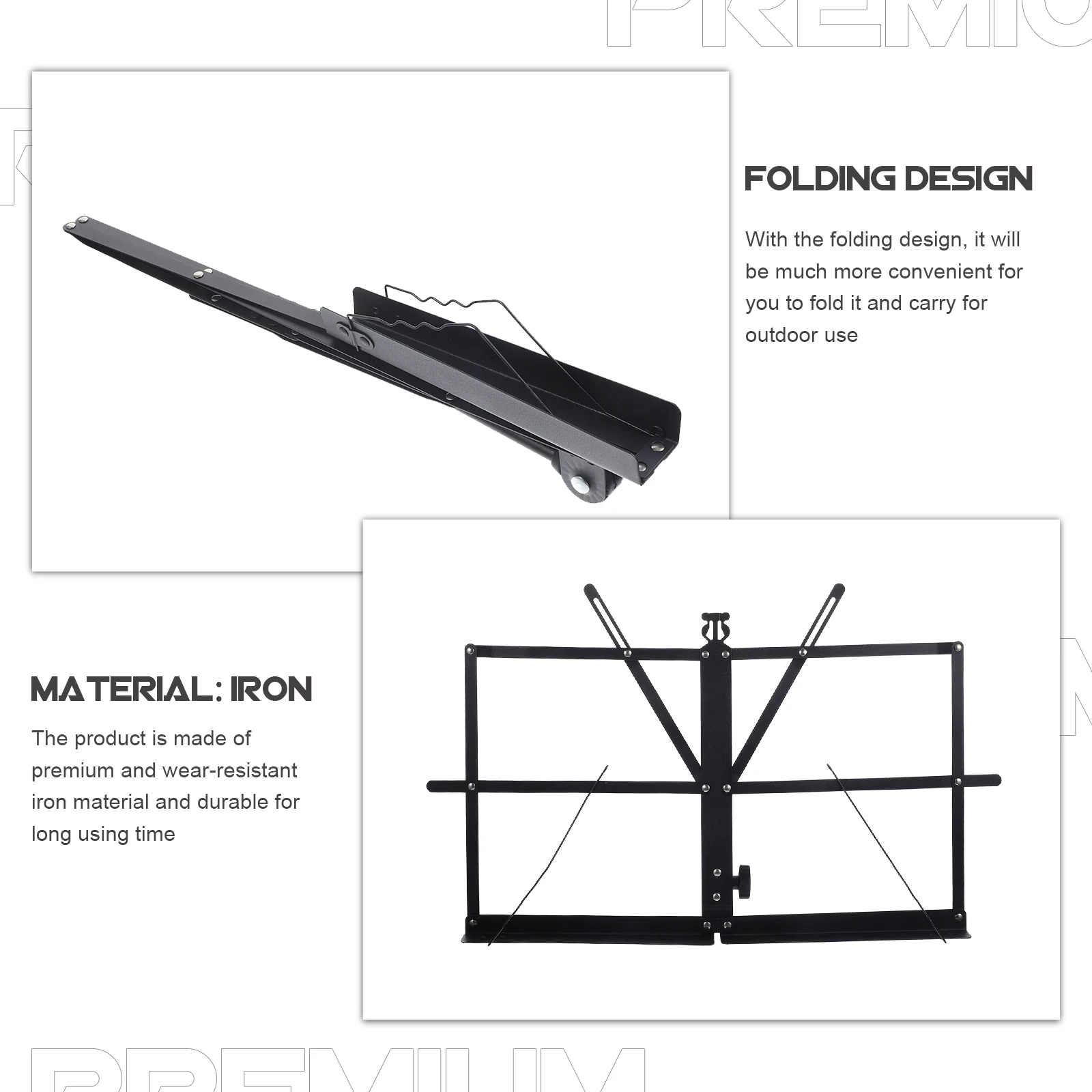 Music Note Clip Portable Piano Stand Desktop Tablet Holder Iron Students Simple Reading Students Holder(Tripod Not Included)