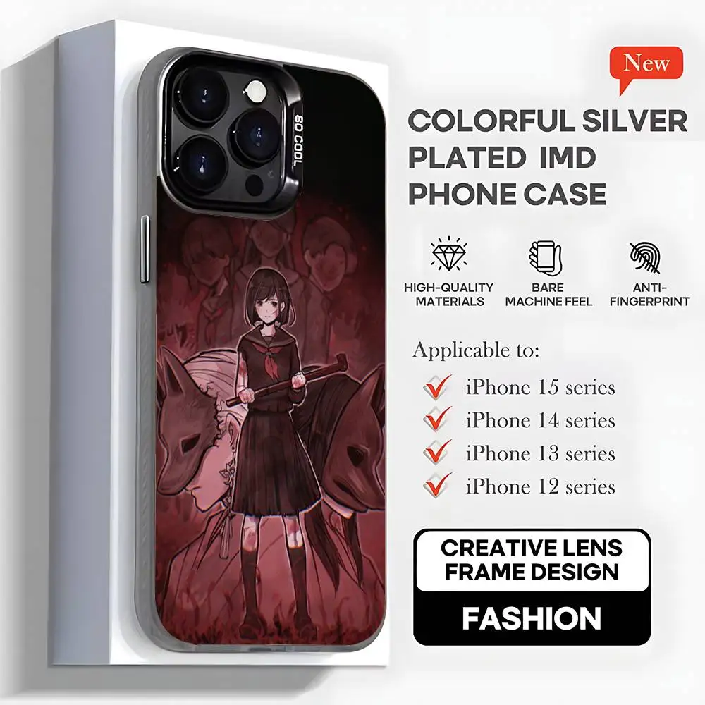 حافظة هاتف S-Silent Hill F Horro Hinako لهاتف iPhone17,16,15,14,13,12,11,Mini,Pro,MAX,plus,أسود غير لامع مقاوم للصدمات